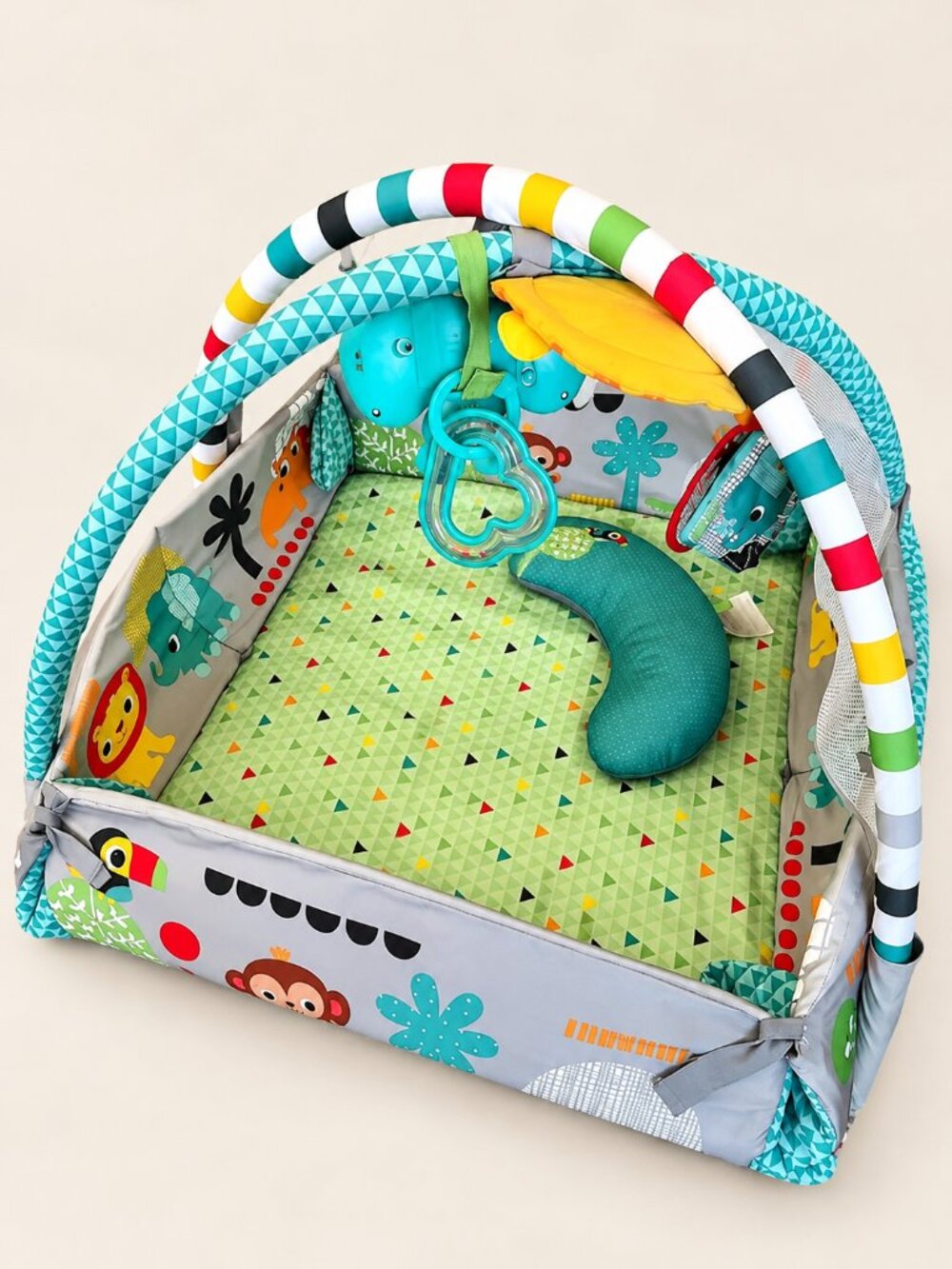 Bright Starts 5-in-1 Baby Activity Gym Play Mat Ball Pit Musical Elephant